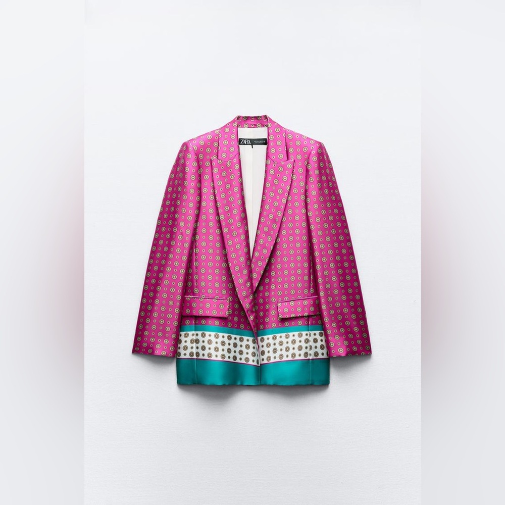 Zara Printed Satin Effect Blazer